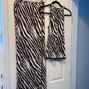 Michael Kors halter top and wrap around skirt in cocoa & white animal print s12